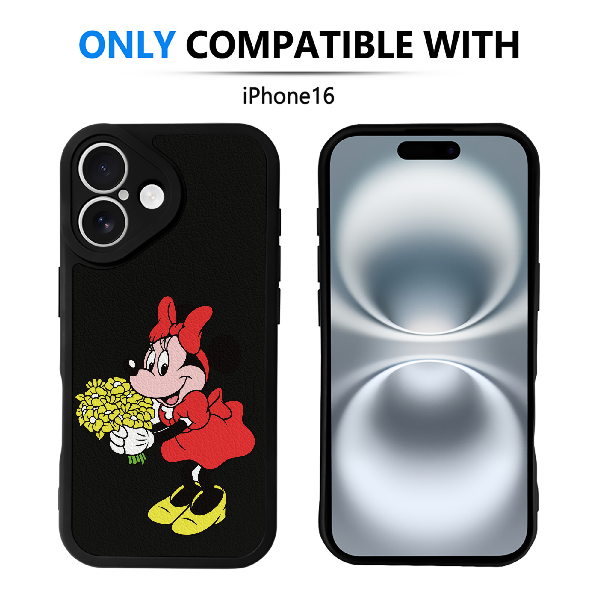 （画像用） ミッキーマウス Mickey Mouse 【iPhone 16シリーズ対応】シリコンスマホケース（レザー調） 材質：シリコン